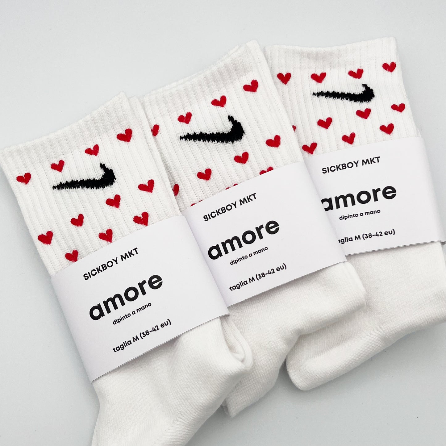 Love Pack - Set 3 Calzini Nike Dipinti a Mano