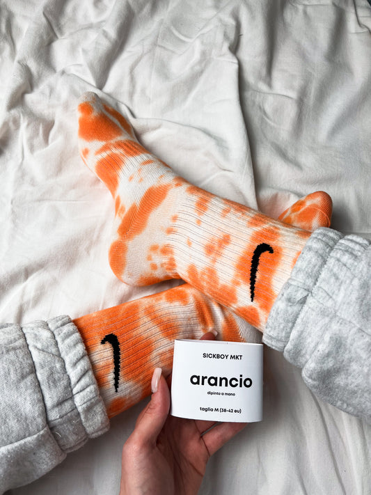Calzini Nike Tie Dye Fatti a Mano 'Arancio'