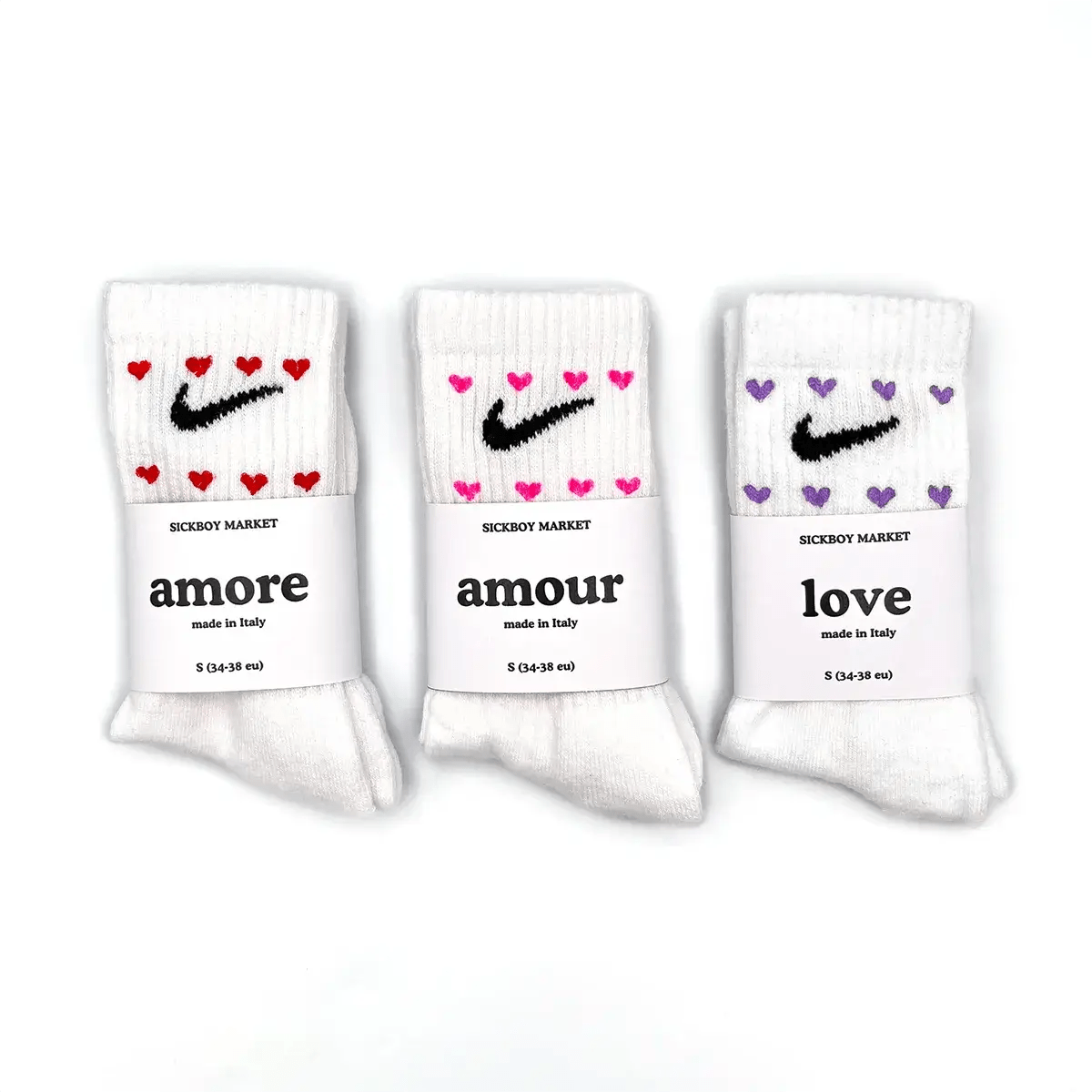 Amor Pack - Set 3 Calzini Nike Dipinti A Mano - SICKBOY MARKET