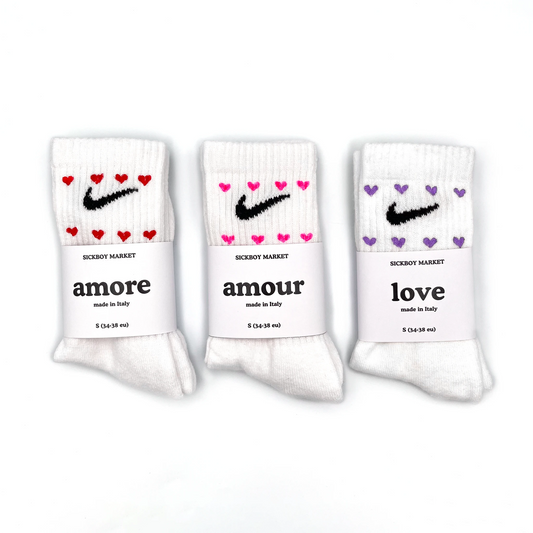 Amor Pack - Set 3 Calzini Nike Dipinti a Mano