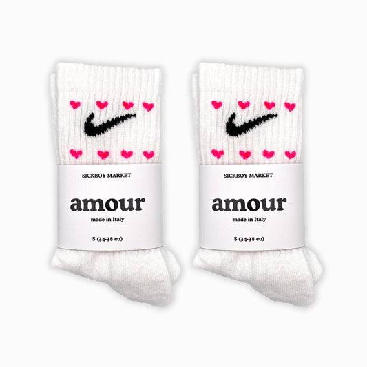 Coppia Amour - Set 2 Calzini Nike Dipinti A Mano