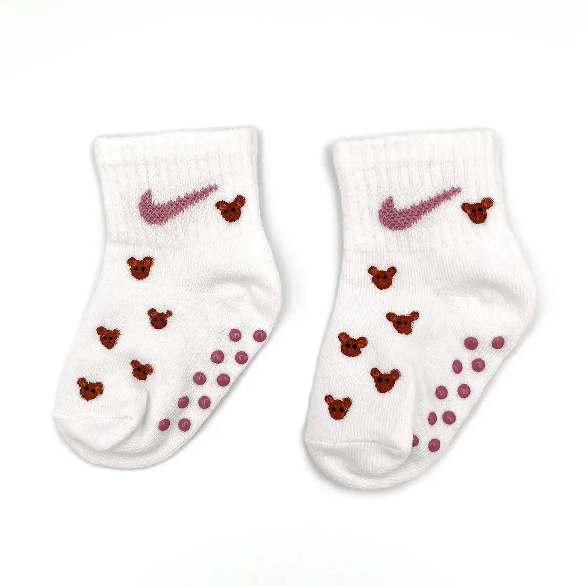 Bimba Rosa - Set 3 Calzini Nike Bebè Dipinti A Mano - SICKBOY MARKET