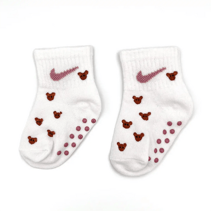 Bimba Rosa - Set 3 Calzini Nike Bebè Dipinti A Mano - SICKBOY MARKET