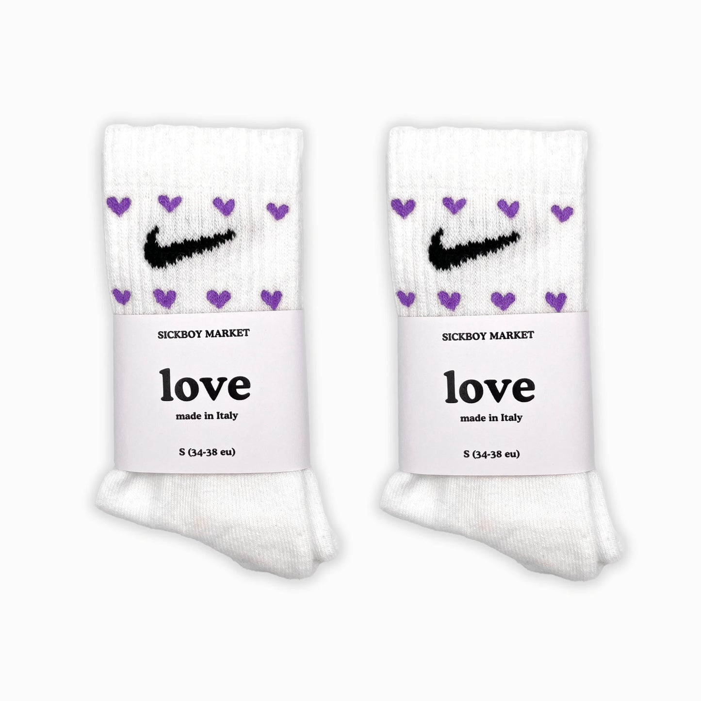 Coppia Love - Set 2 Calzini Nike Dipinti A Mano